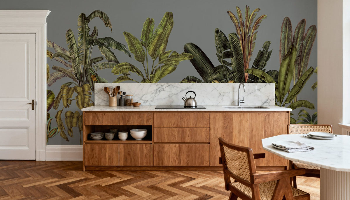 Madagascar Foliage, Blue Mural Wallpaper - room preview 02