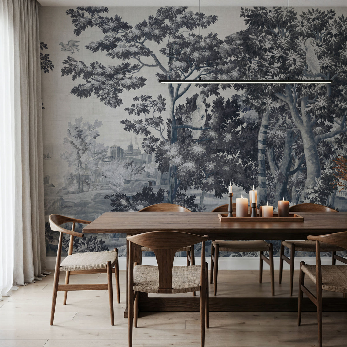 Enchanted Grove Tapestry, Blues Mural Wallpaper - room preview 02