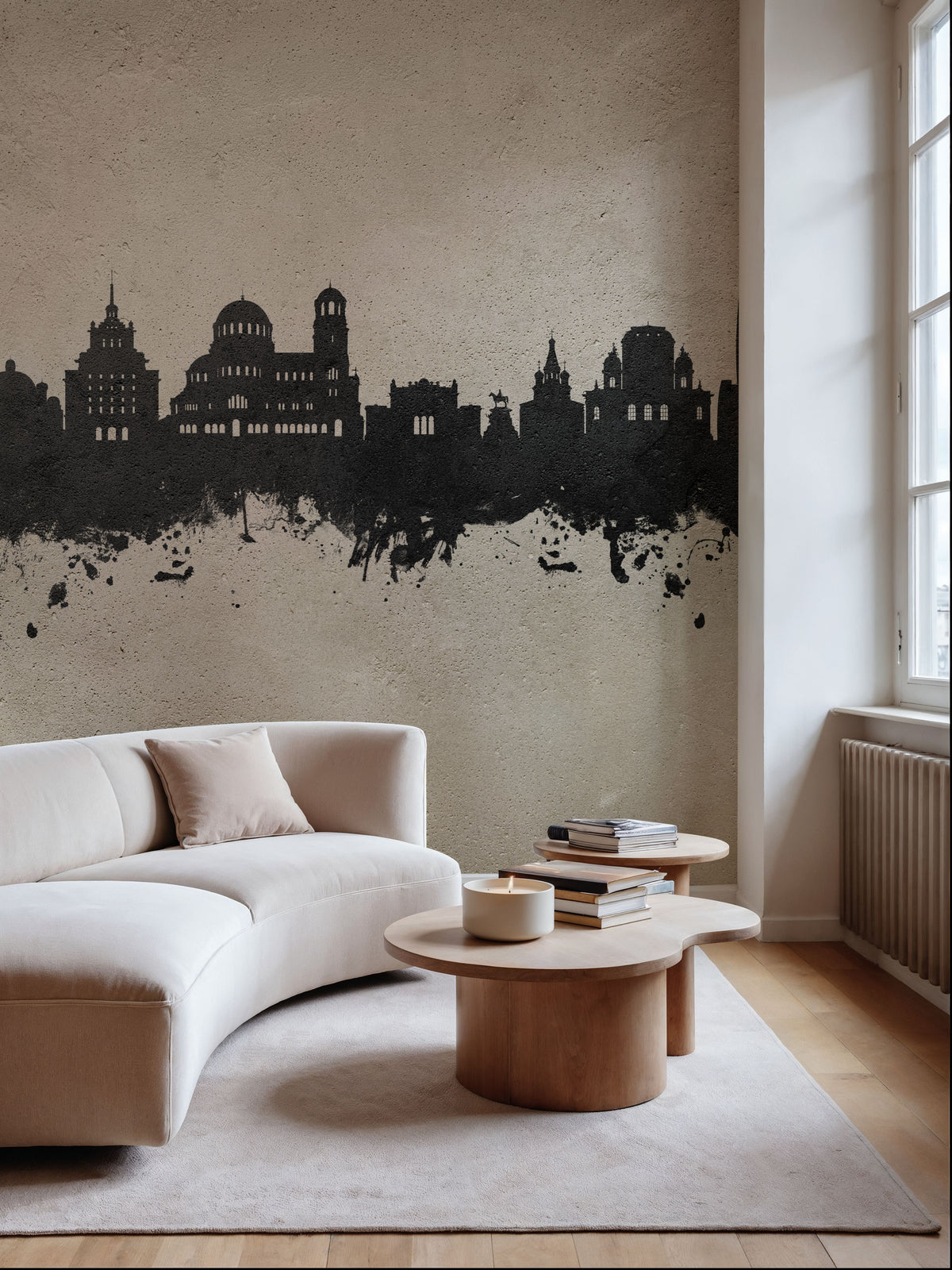 Sofia Bulgaria Skyline Concrete Mural Wallpaper - room preview 02