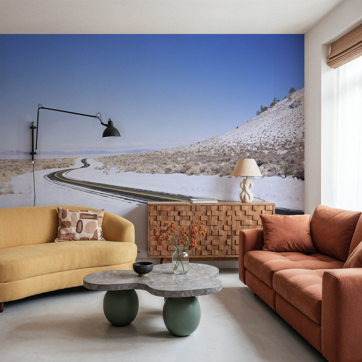 Winter Highway Mural Wallpaper - room preview 02