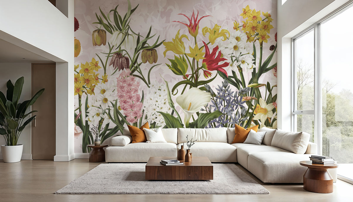 Happy Spring Flowers Mural Wallpaper - room preview 02