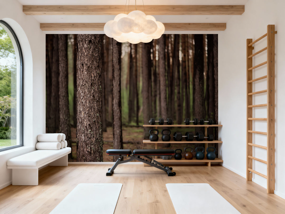 Dark Pine Forest Mural Wallpaper - room preview 02