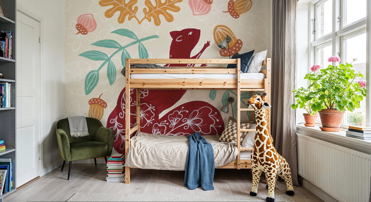Gathering Acorns Mural Wallpaper - room preview 02