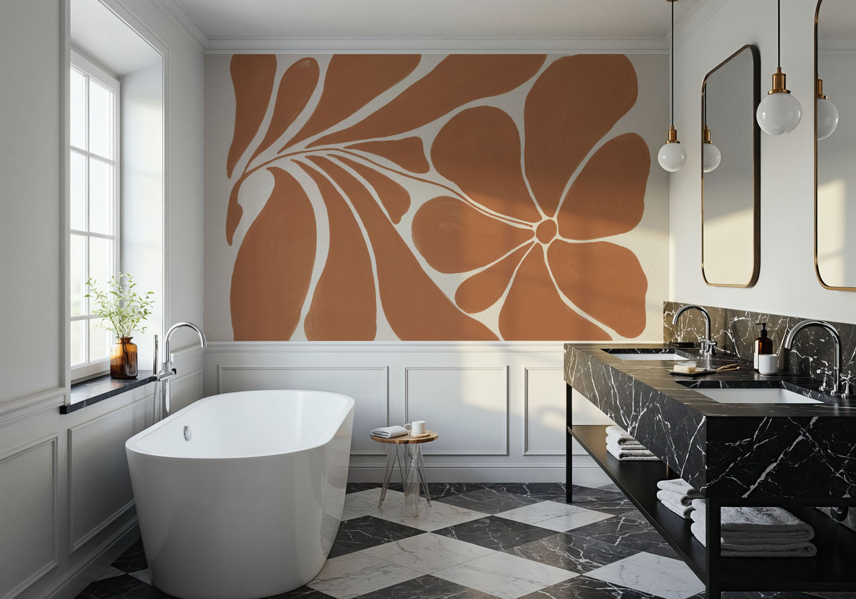 Blooming Joy I Terracotta Mural Wallpaper - room preview 02