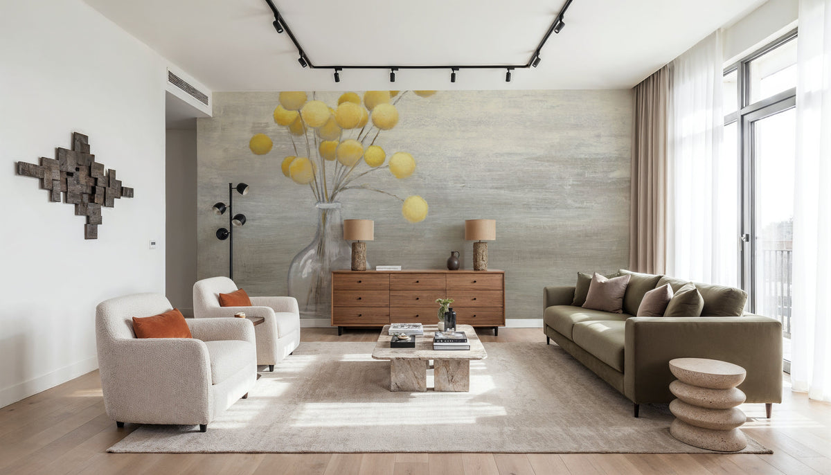 Cheerful Craspedia Mural Wallpaper - room preview 02