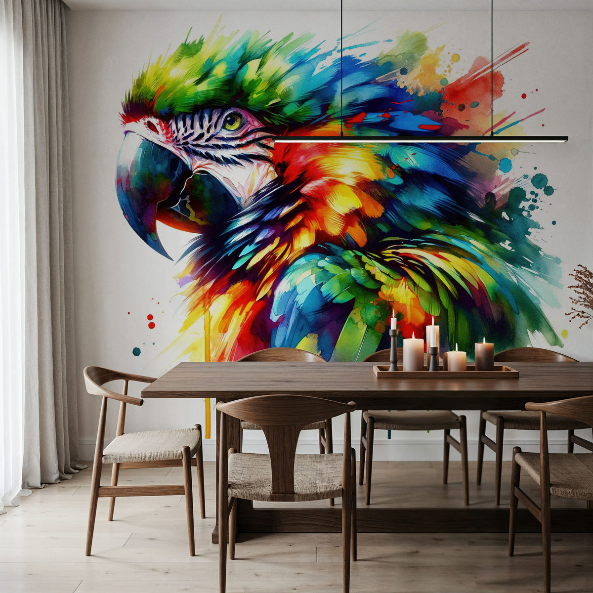 Vibrant Parrot's Tropical Essence Mural Wallpaper - room preview 02
