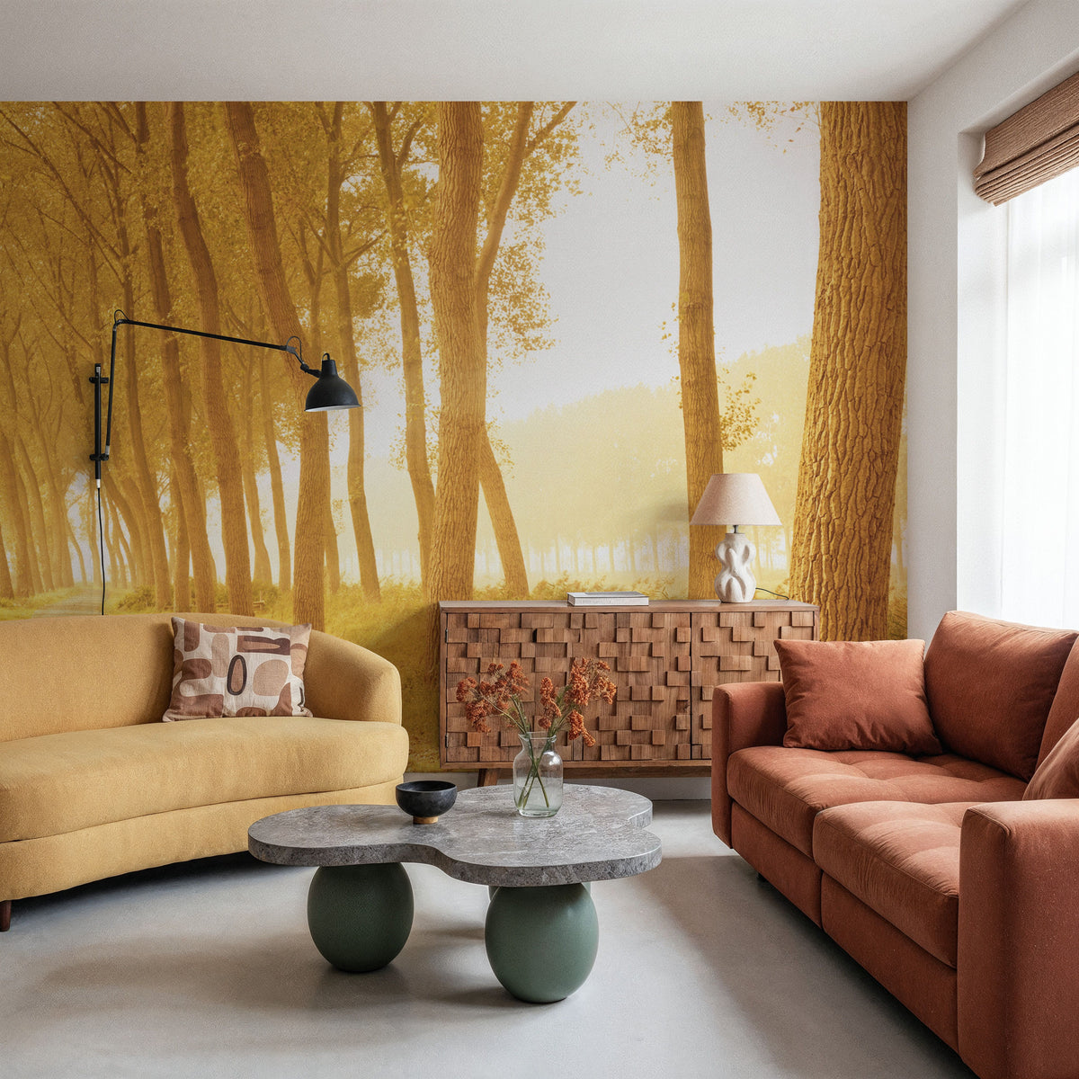 Golden Forest Trail Mural Wallpaper - room preview 02