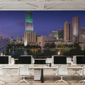 Sunset Blue Twilight Metropolis Mural Wallpaper - room preview 02