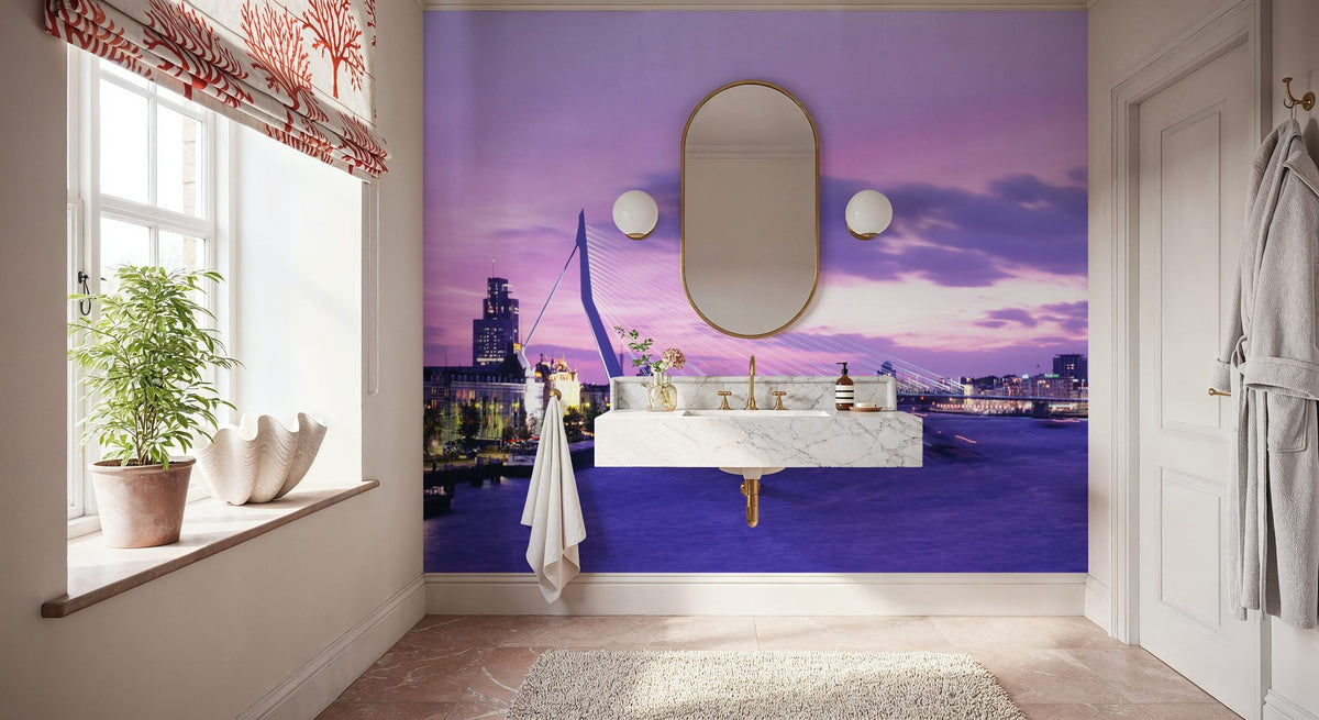 Urban Twilight Bridge Mural Wallpaper - room preview 02