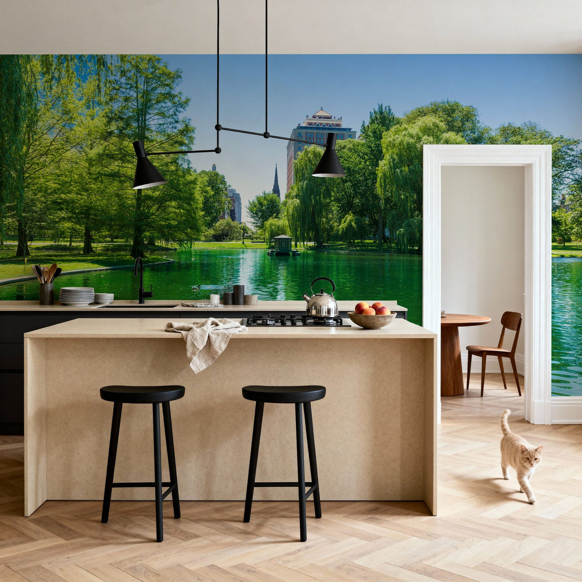 Boston Common Lake Mural Wallpaper - room preview 02