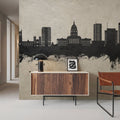 Topeka Wyoming Skyline Concrete Mural Wallpaper - room preview 02