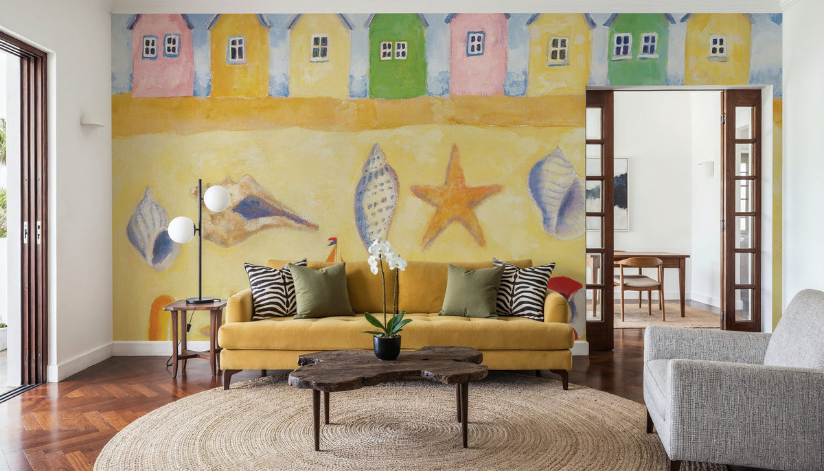 Beach Huts Mural Wallpaper - room preview 02