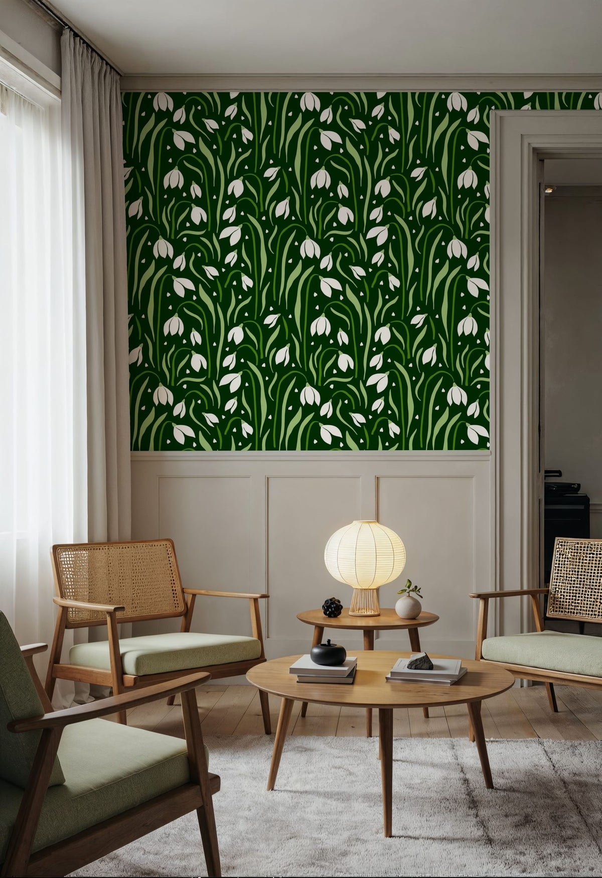 Snowdrops in Spring Mural Wallpaper - room preview 02
