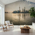 Pudong Sunrise Yellow Mural Wallpaper - room preview 02