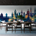 Lucerne Switzerland Luzern Skyline Blue & Bronze Mural Wallpaper - room preview 02