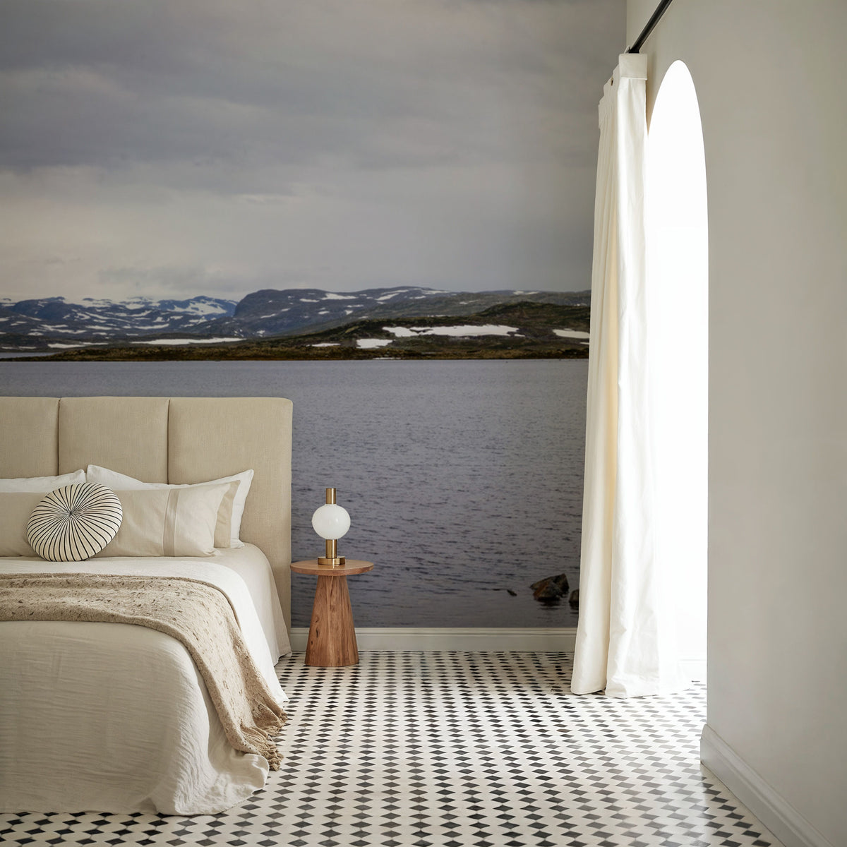 Alpine Tranquility Mural Wallpaper - Neutral Tone - room preview 02