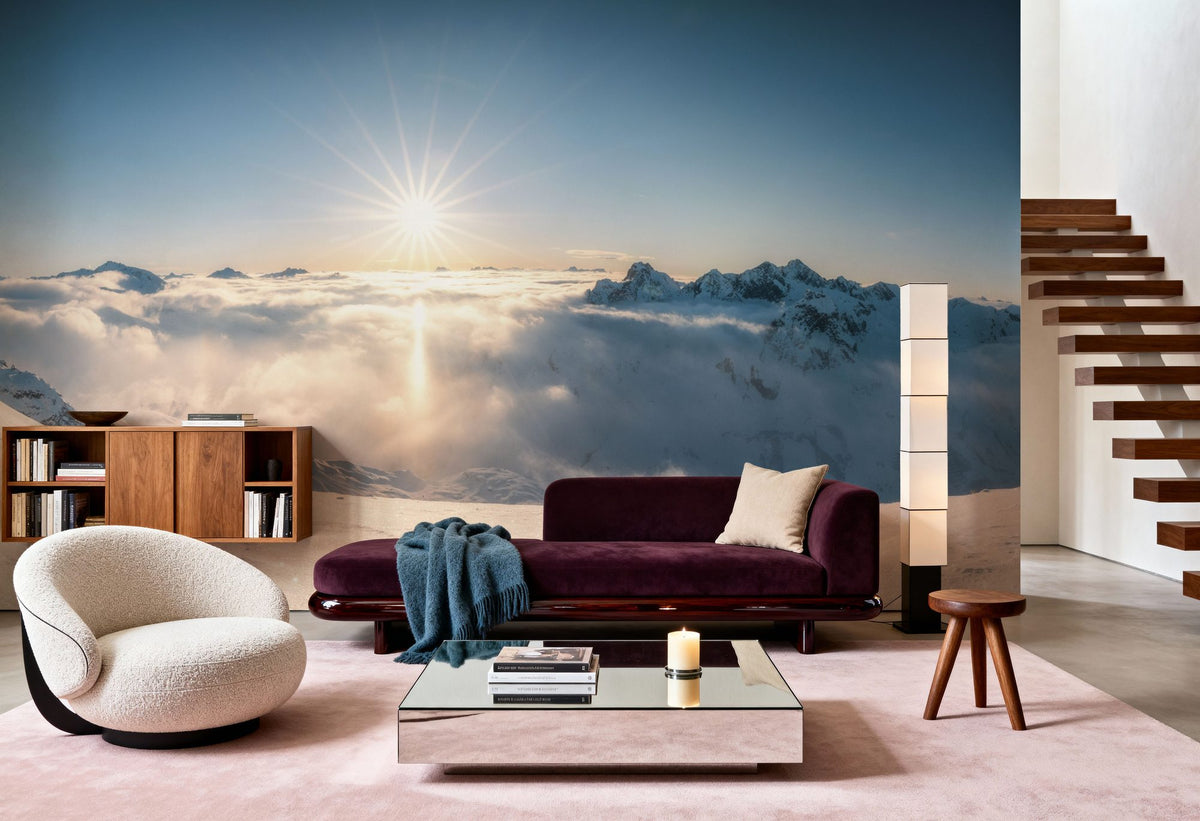 Skiing Panorama Mural Wallpaper - room preview 02