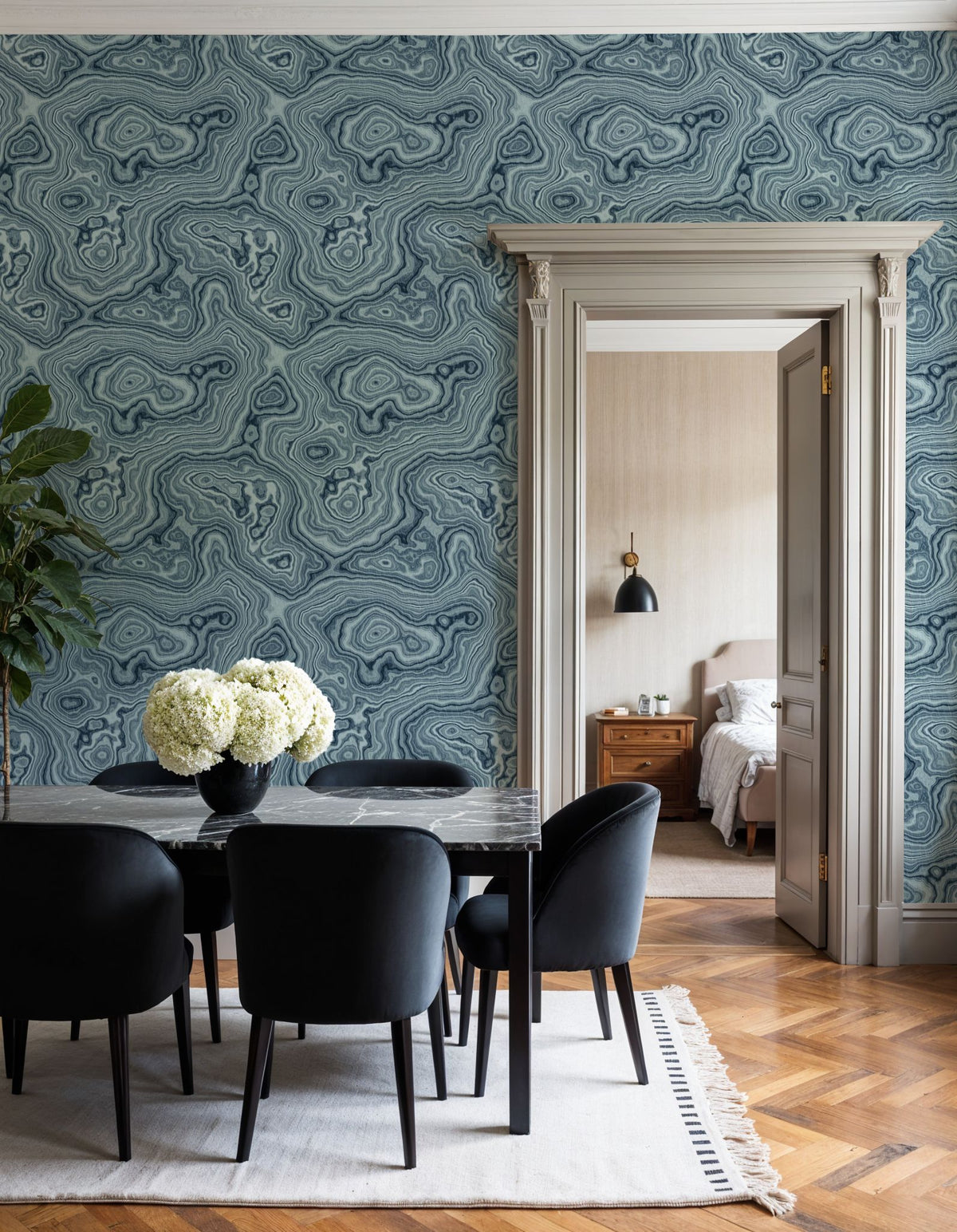 Root Wood, Blue Mural Wallpaper - room preview 02