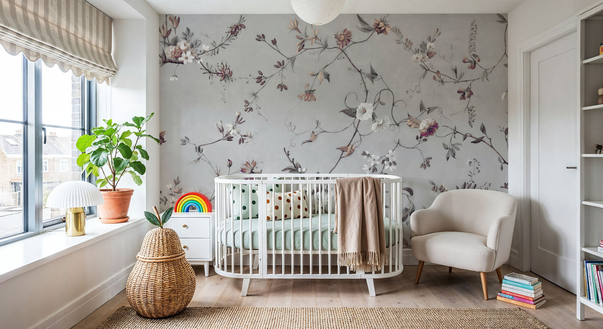 Floral Heaven, Beige Mural Wallpaper - room preview 02