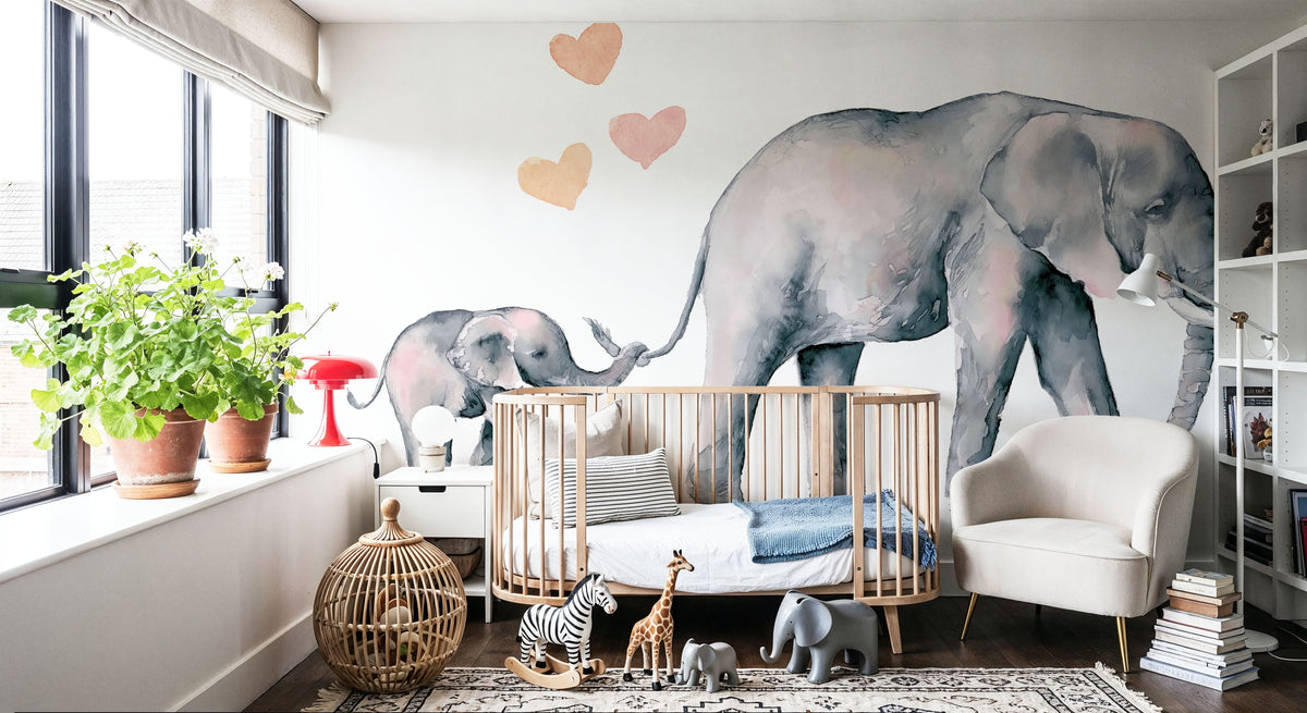 Elephant Love Mural Wallpaper - room preview 02