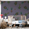 Falling Pineapples, Lilac Mural Wallpaper - room preview 02