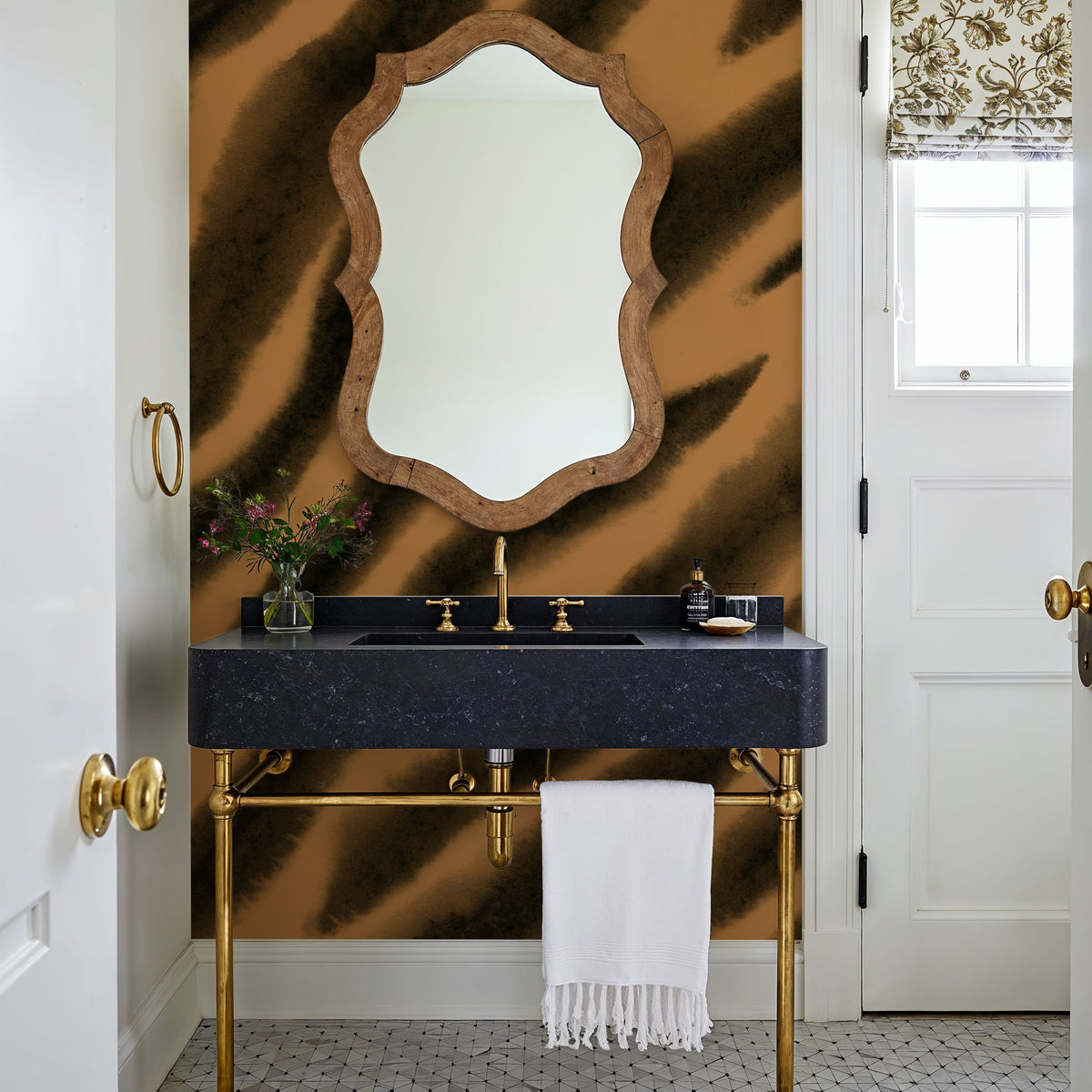 Watercolor Tiger Stripes, Warm Mural Wallpaper - room preview 02
