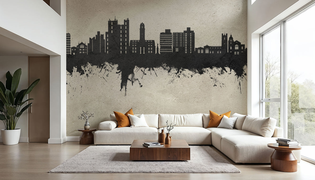 Luton England Skyline Concrete Mural Wallpaper - room preview 02