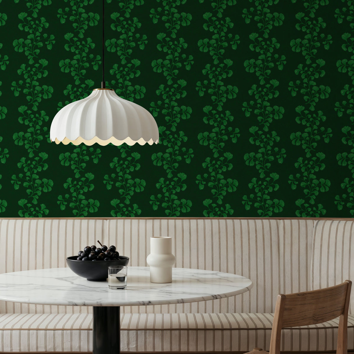 Fern Stripes, Chlorophyll Green Mural Wallpaper - room preview 02
