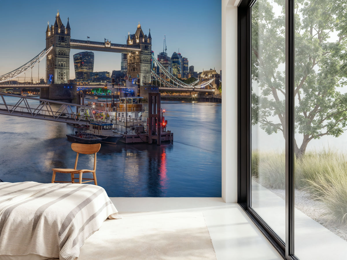 Tower Bridge At Night Mural Wallpaper - room preview 02