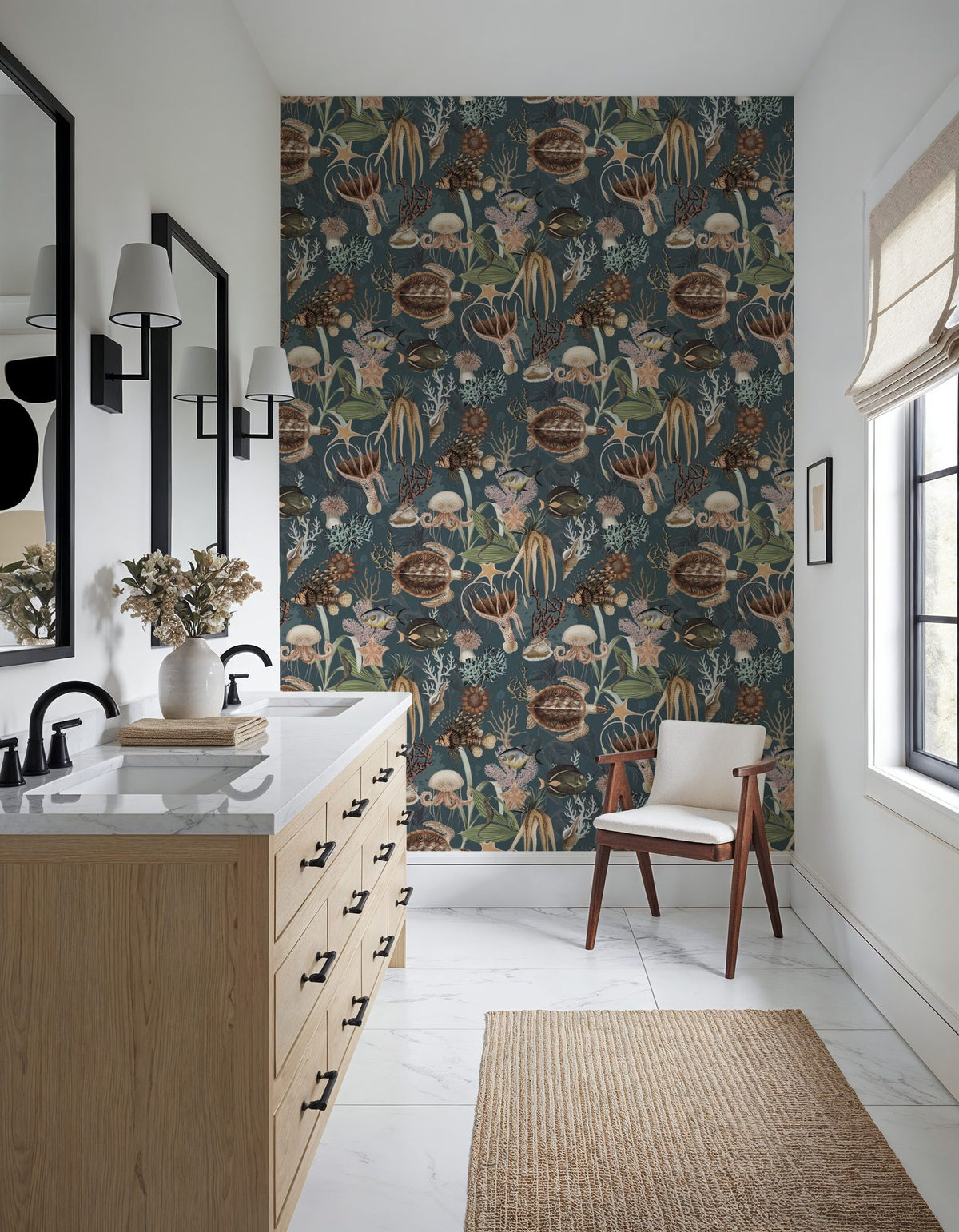 Deep Sea, Pigeon Blue Mural Wallpaper - room preview 02