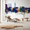 Galaţi Romania Skyline Blue & Bronze Mural Wallpaper - room preview 02