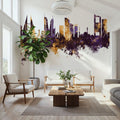 Manama Skyline Purple & Gold Mural Wallpaper - room preview 02