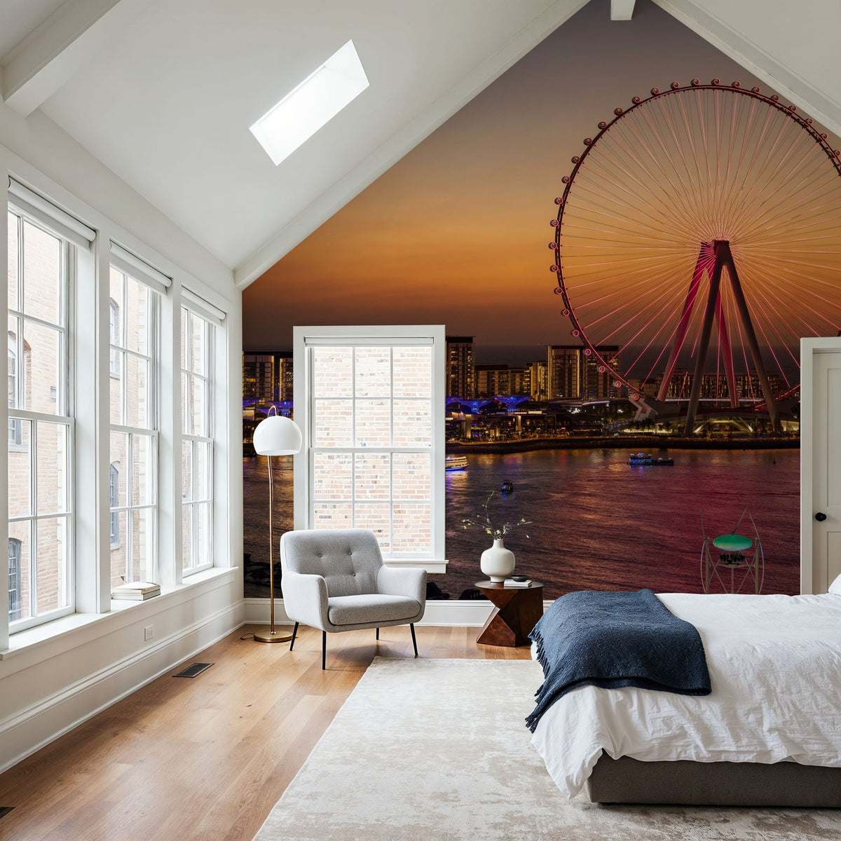 Sunset Ferris Wheel Mural Wallpaper - room preview 02