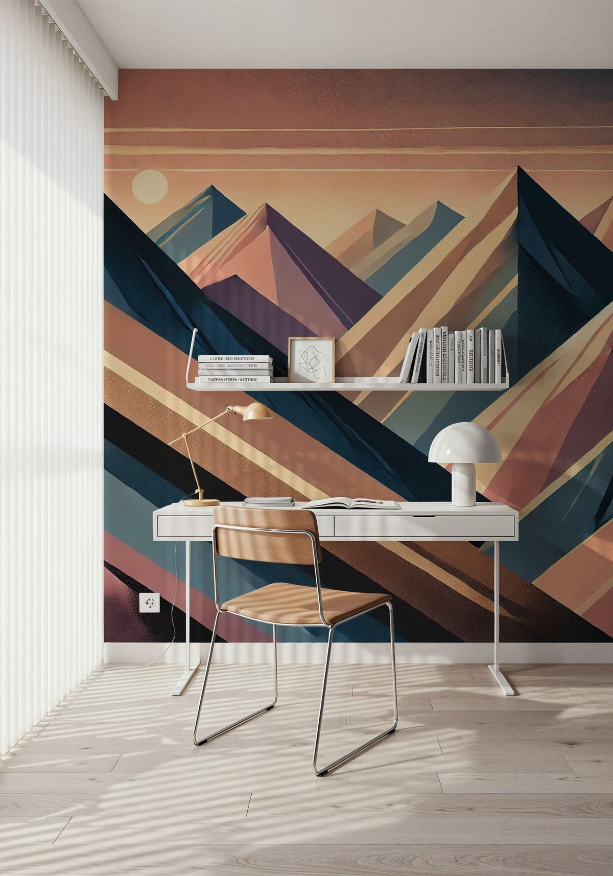 Serenity Mountain Vista in Art Deco Mural Wallpaper - room preview 02