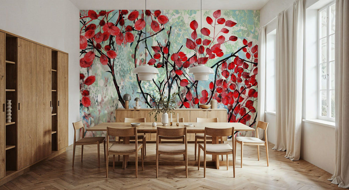 Red Leaves Mural Wallpaper - room preview 02