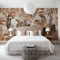 Smiling Sepia Leaves Mural Wallpaper - room preview 02