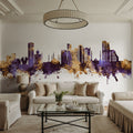 Fujairah Skyline Purple & Gold Mural Wallpaper - room preview 02