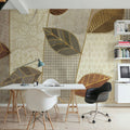 Bohemian Leaves I Neutral Mural Wallpaper - room preview 02
