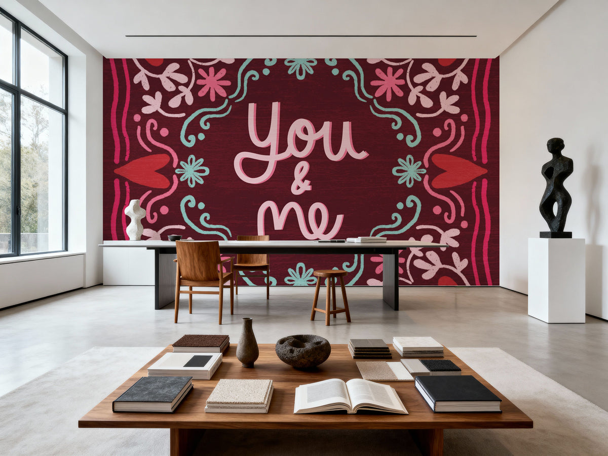 Love Sentiments You and Me Mural Wallpaper - room preview 02