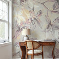 Orchids on Water Mural Wallpaper - Neutral Tone - room preview 02