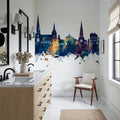 Lichfield England Skyline Blue & Bronze Mural Wallpaper - room preview 02