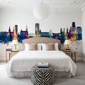 Wuppertal Germany Skyline Blue & Bronze Mural Wallpaper - room preview 02