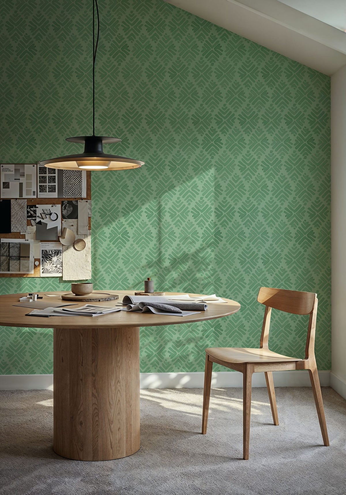 Bohemian Leaves Green Mural Wallpaper - room preview 02