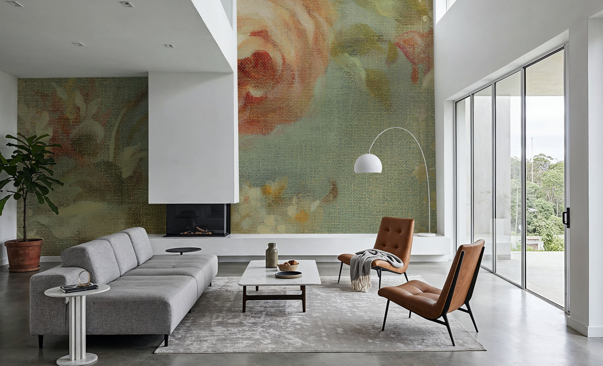 Rose on Sage Mural Wallpaper - room preview 02