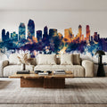 San Diego California Skyline Blue & Bronze Mural Wallpaper - room preview 02