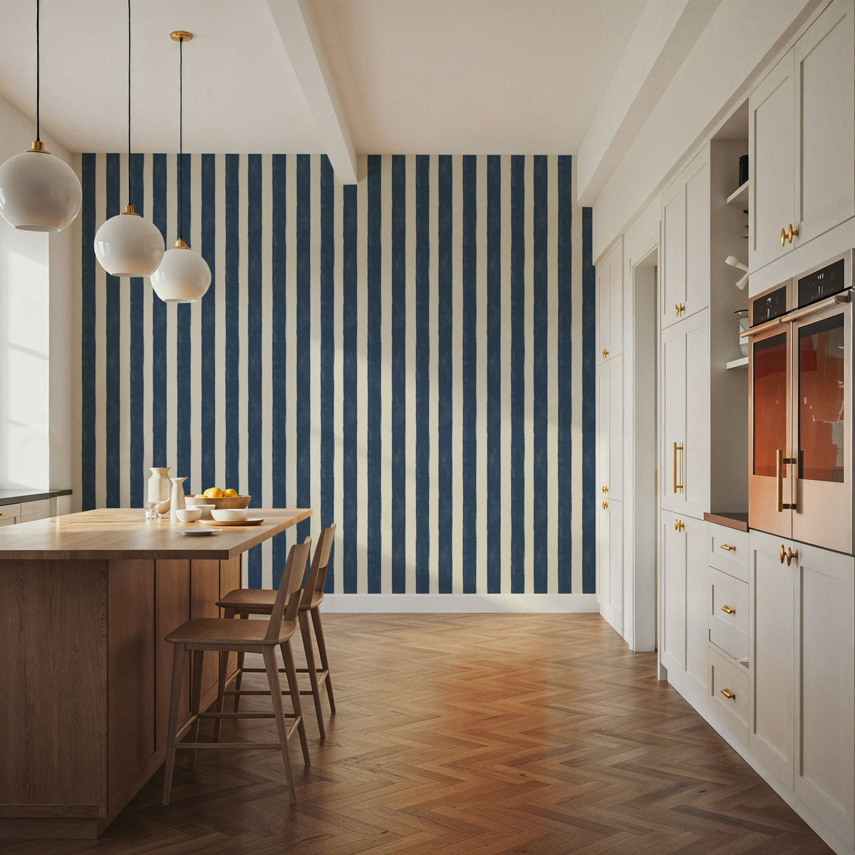 Sino Vertical Lines, Denim Mural Wallpaper - room preview 02