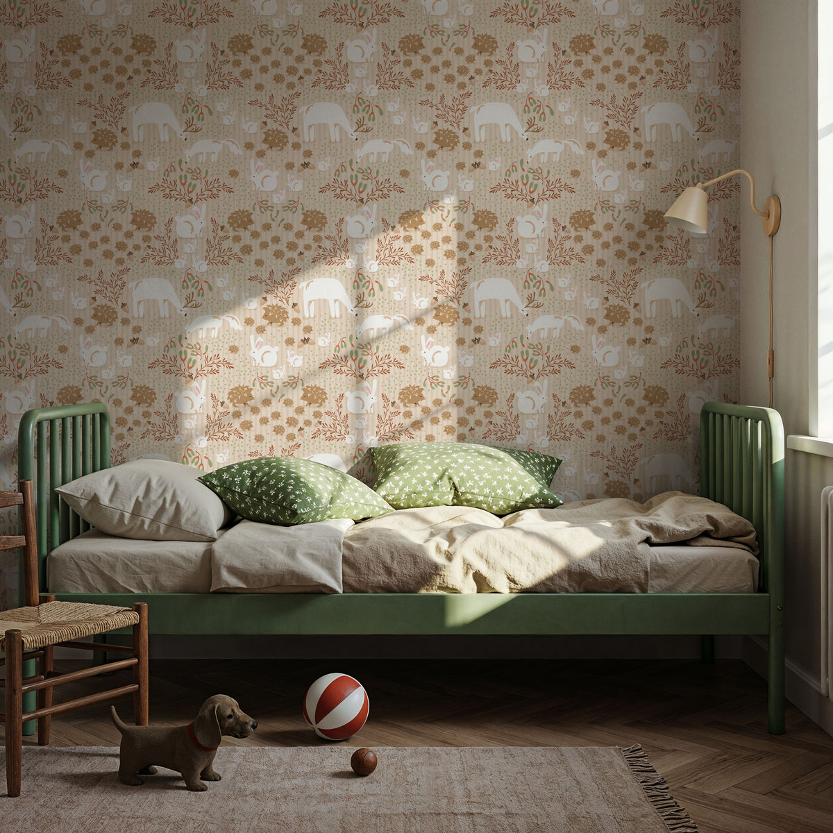 Welcome to the World, Beige Mural Wallpaper - room preview 02