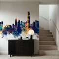Hong Kong Skyline Blue & Bronze Mural Wallpaper - room preview 02