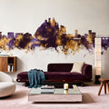 Monterosso Al Mare Italy Skyline Purple & Gold Mural Wallpaper - room preview 02