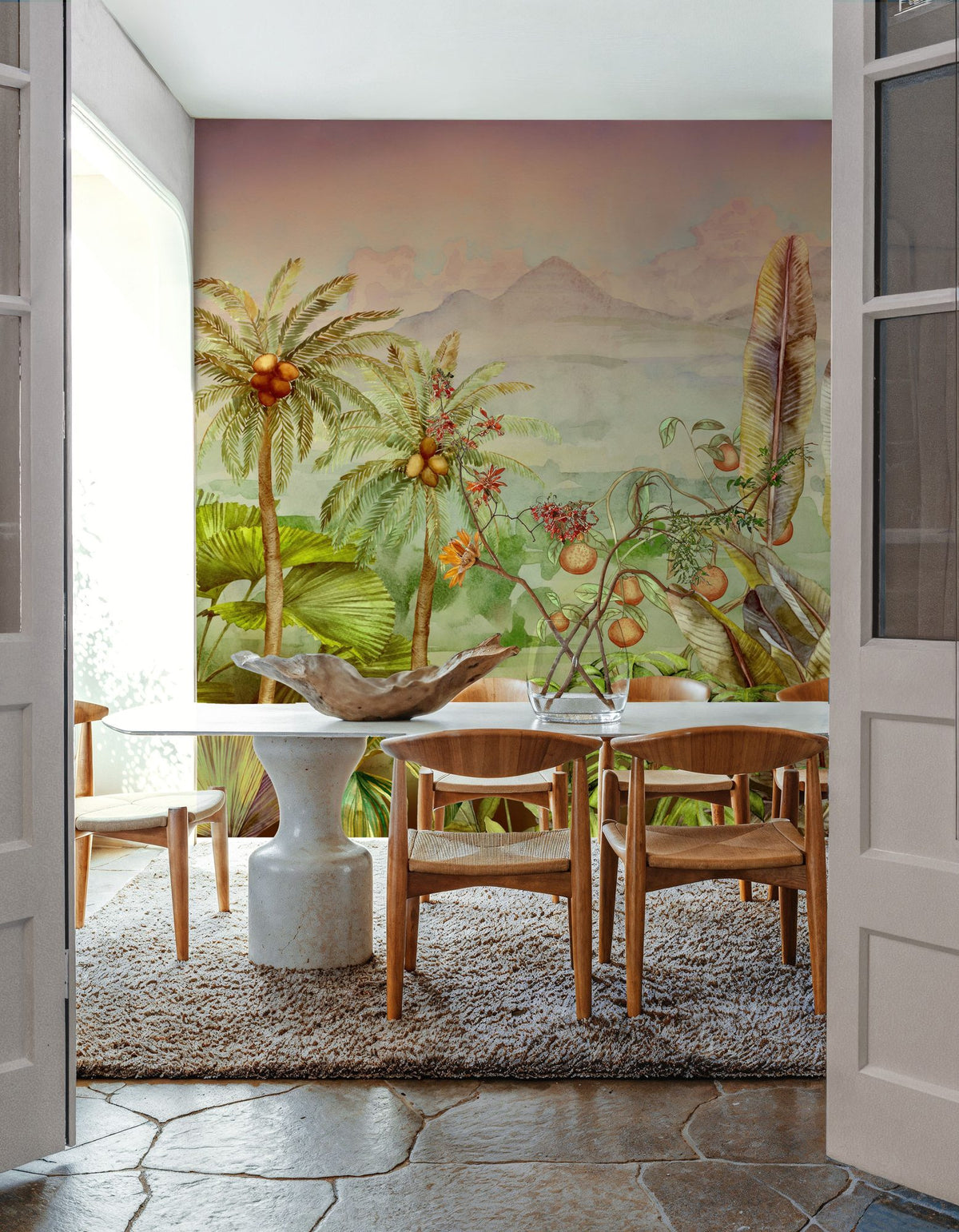 Tropical Green Twilight Mural Wallpaper - room preview 02